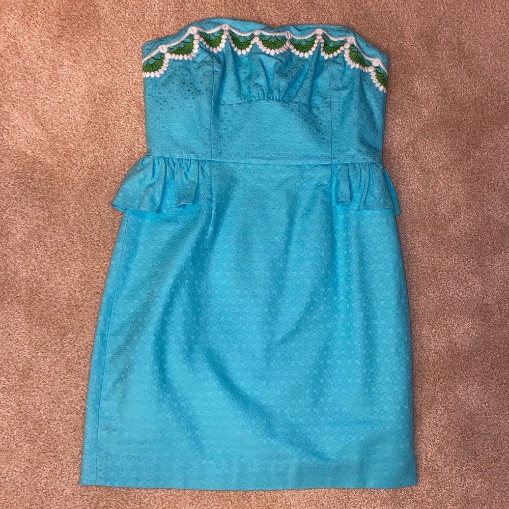 Lilly Pulitzer Maybell Blue Strapless Dress size 8